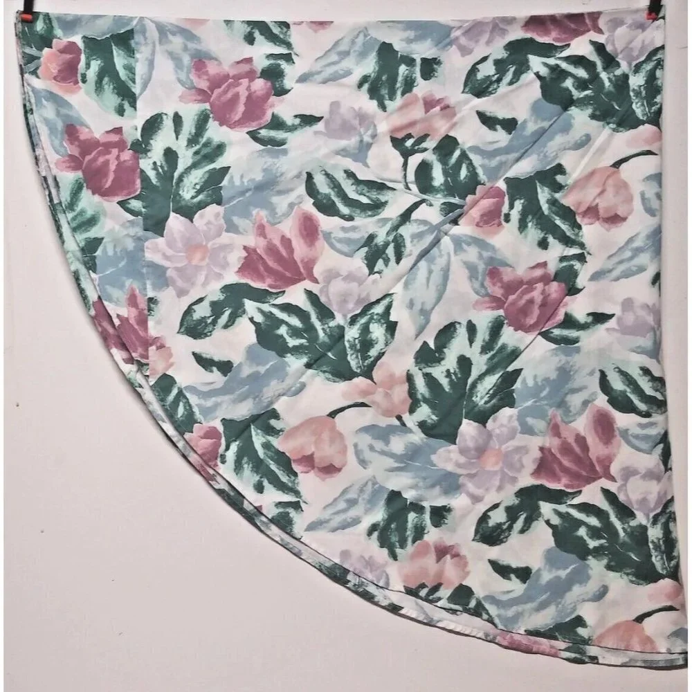 Vintage Round Floral Cotton Fabric Tablecloth 68